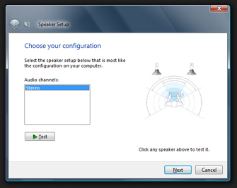 Speaker Setup wizard in Windows Vista