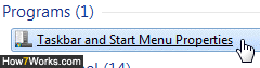 Access taskbar properties in Windows 7