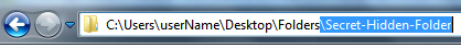 Access the content of a hidden folder in Windows 7
