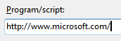 Enter a program and arguments to run as a scheduled task