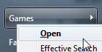 Open the Games folder from the start menu