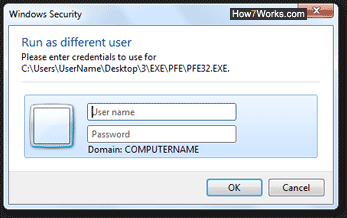 Run a program as a different user in Windows 7
