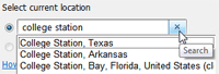 Select the correct city location for the weather gadget