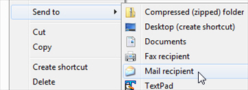 Send to mail recipient in Windows 7