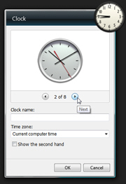 Show options and settings for Windows 7 gadgets