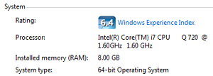 System type and CPU processor architecture in Windows 7