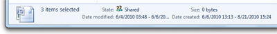 Windows 7 displays how many files are selected, and more information
