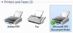 Windows 7 showing the new default printer selected