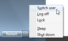 Switch user profile in Windows 7 from the start menu