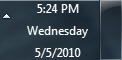 System clock in taskbar in Windows 7