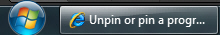 Running program showing in the taskbar