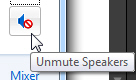 Un-Mute volume icon in mixer