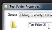 Rename a folder through its Properties in Windows 7