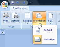 Printing in landscape mode or portrait mode