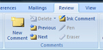 Create a new comment in Word 2007