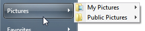 Show "My Pictures" as a submenu on the Windows 7 start menu