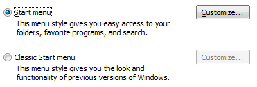 Windows Vista Start Menu or Classic Start Menu